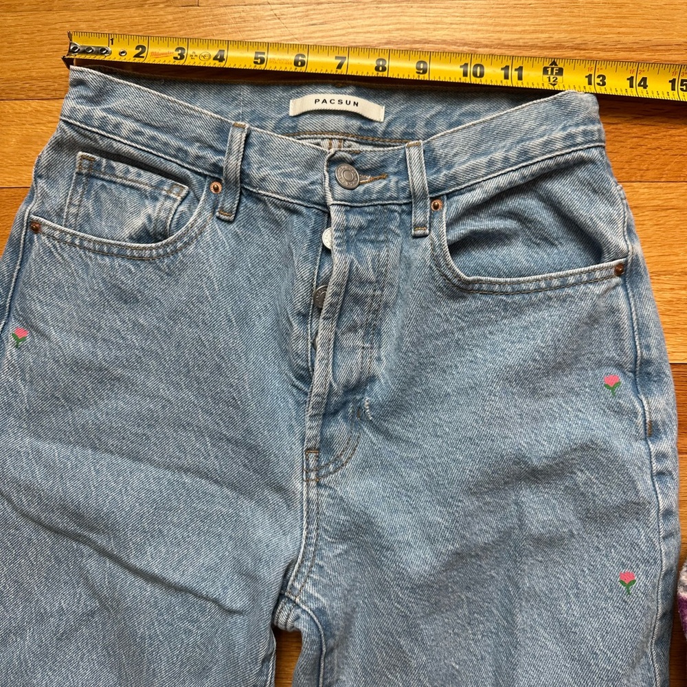 Floral PacSun Blue Straight Leg Dad Jeans size 26 - Picture 6 of 9